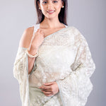 Light Green Organza Saree With All Over Thread Embroidered Work - image 3