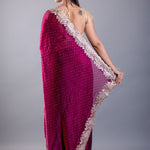 Purple Jimmy Choo Saree With All over stone Work and Heavy Border - Anvi Couture
