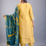Yellow Silk Kurti Set with Zari and Thread Work - Anvi Couture