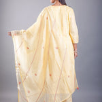 Light Yellow Kurti Set With Embroidered Work - Anvi Couture