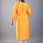Yellow Kurti Set With Pearl Embroidered Work - image 4