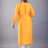Yellow Kurti Set With Pearl Embroidered Work - image 4