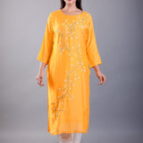 Yellow Kurti Set With Pearl Embroidered Work - image 1