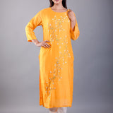 Yellow Kurti Set With Pearl Embroidered Work - image 2