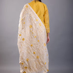 Yellow and White Kurti Set With Floral Embroidered Work - Anvi Couture