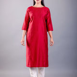 Buy Red Kurti with Red Pearl Motifs - Anvi Couture