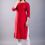 Buy Red Kurti with Red Pearl Motifs - Anvi Couture
