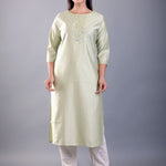 Sea Green Kurti With Embroidered Work - Anvi Couture
