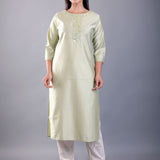 Sea Green Kurti With Embroidered Work - Anvi Couture