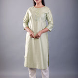 Sea Green Kurti With Embroidered Work - Anvi Couture