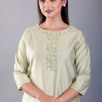 Sea Green Kurti With Embroidered Work - Anvi Couture