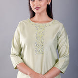 Sea Green Kurti With Embroidered Work - Anvi Couture