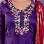 Blue Anarkali Kurti Set With Pink Dupatta - Anvi Couture