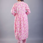 Pink Cotton Alia Cut Kurti Set - Anvi Couture