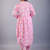 Pink Cotton Alia Cut Kurti Set - Anvi Couture
