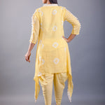 Butter Yellow Dhoti Kurta Set with White Tassels - Anvi Couture