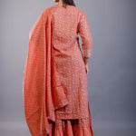 Rust Orange Cotton Palazzo Sets with Gota Work - Anvi Couture