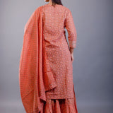 Rust Orange Cotton Palazzo Sets with Gota Work - Anvi Couture