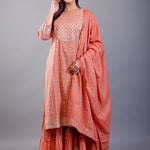 Rust Orange Cotton Palazzo Sets with Gota Work - Anvi Couture