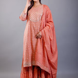 Rust Orange Cotton Palazzo Sets with Gota Work - Anvi Couture