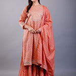 Rust Orange Cotton Palazzo Sets with Gota Work - Anvi Couture