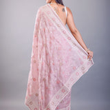 Pink Resham Embroidered Silk Kota Saree - Anvi Couture
