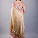 Mehendi Green Tissue Silk Saree with Floral Thread Embroidered Work - Anvi Couture