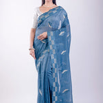 Blue Stone Embroidered Jimmy Choo Saree - Anvi Couture