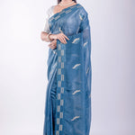 Blue Stone Embroidered Jimmy Choo Saree - Anvi Couture