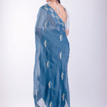 Blue Stone Embroidered Jimmy Choo Saree - Anvi Couture