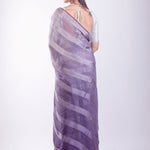 Ultra Violet Georgette Saree With Self Stripe - Anvi Couture