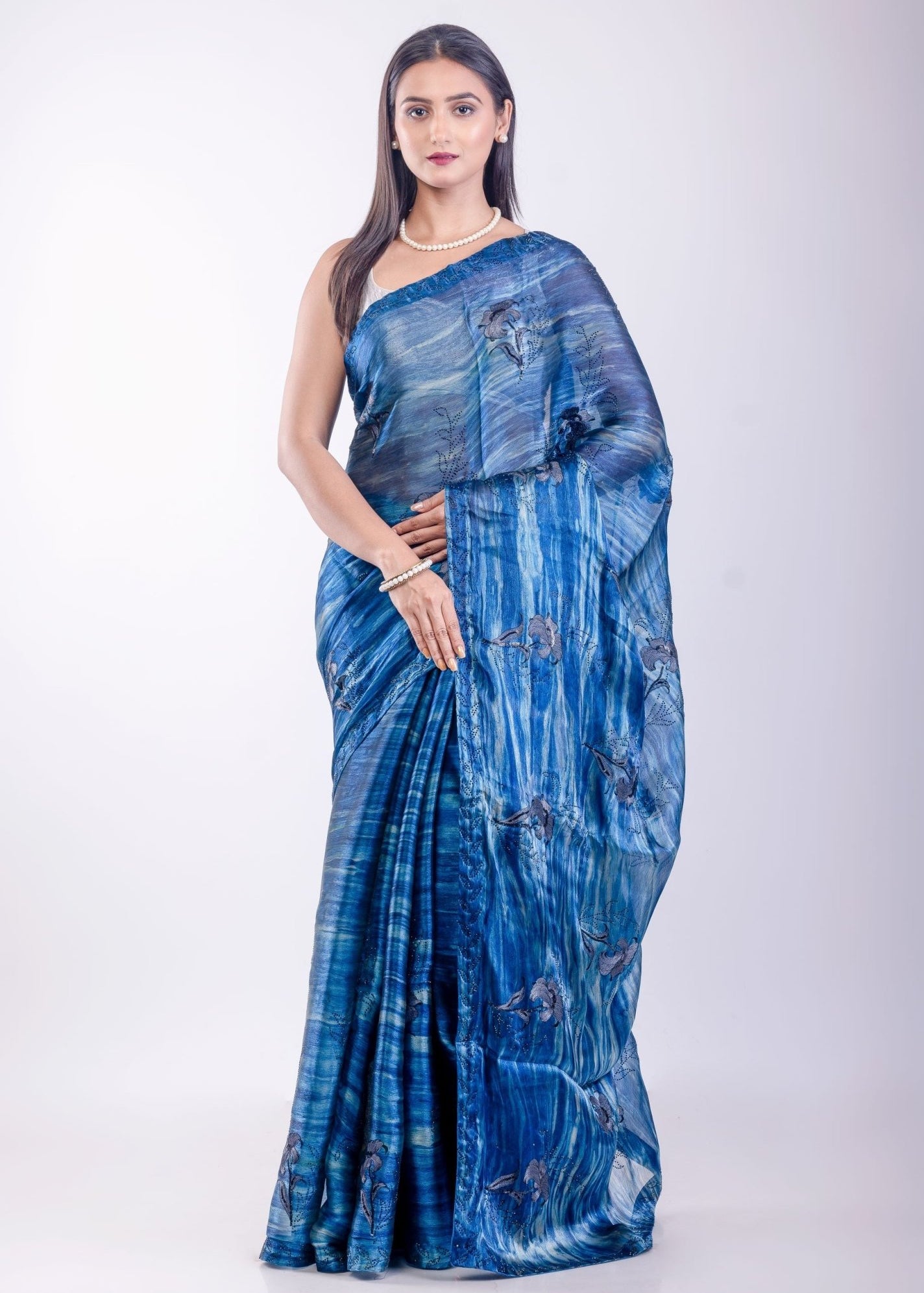 Blue Jimmy Choo Party Wear Saree - Anvi Couture