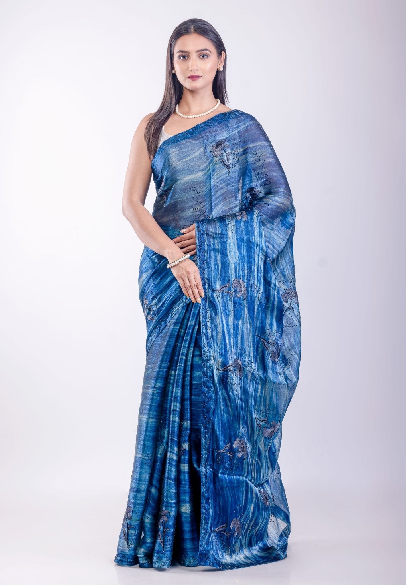 Blue Jimmy Choo Party Wear Saree - Anvi Couture