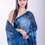 Blue Jimmy Choo Party Wear Saree - Anvi Couture