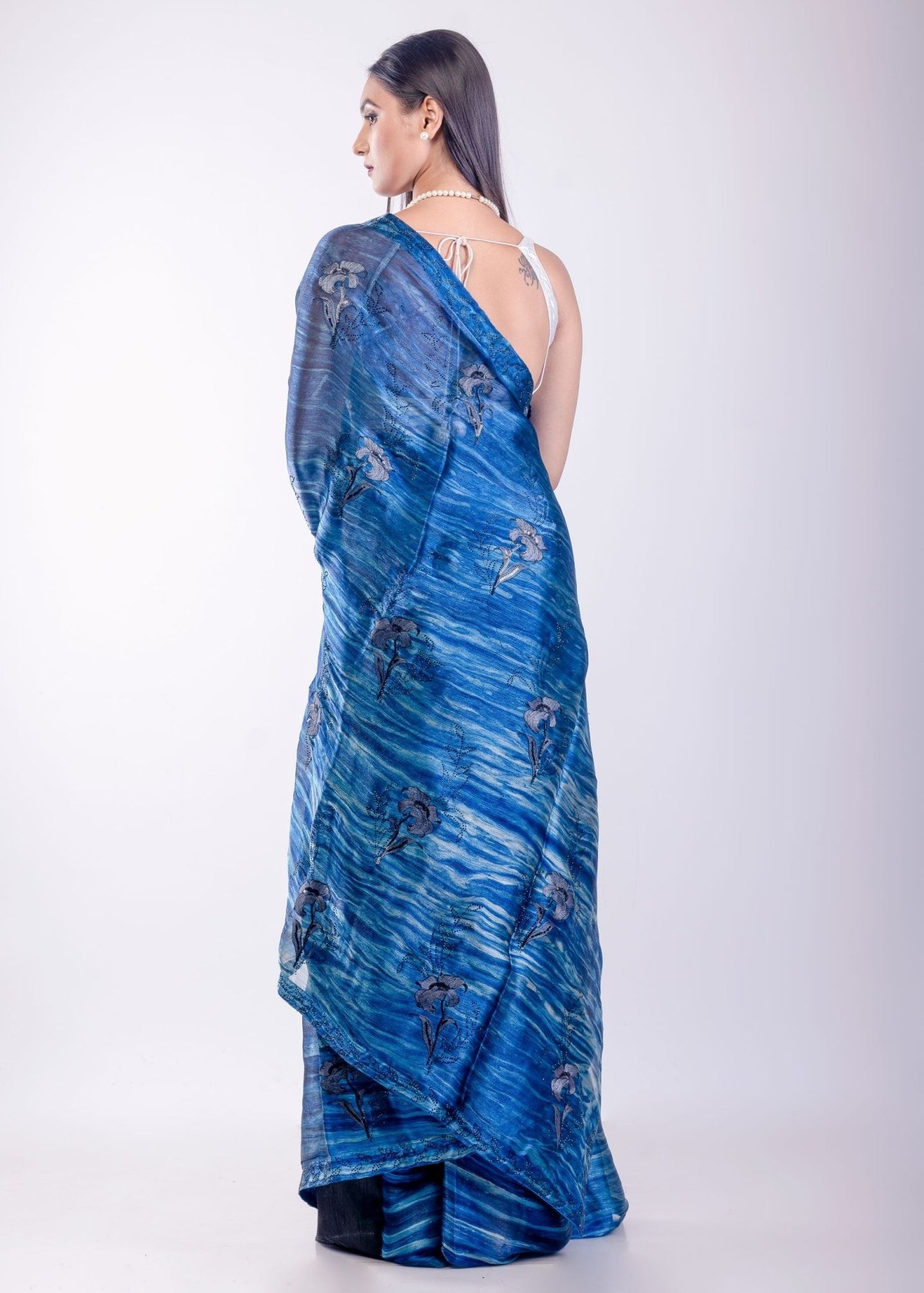 Blue Jimmy Choo Party Wear Saree - Anvi Couture