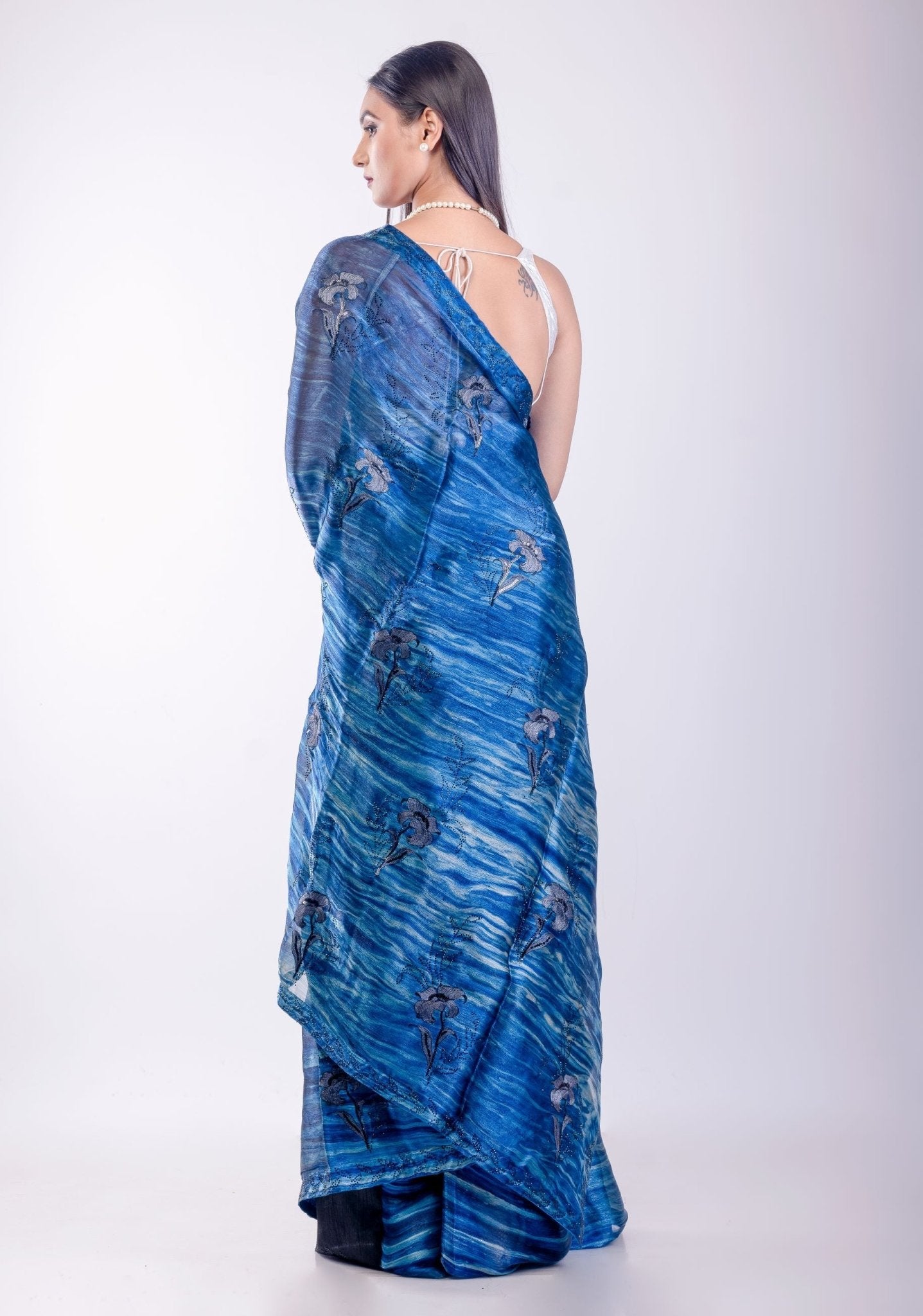 Blue Jimmy Choo Party Wear Saree - Anvi Couture