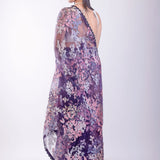 Purple Floral Glass Tissue Saree - Anvi Couture
