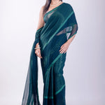 Green Jimmy Choo Saree With Stone Work - Anvi Couture