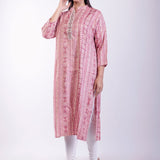 Pink A Line Kurta with Embroidered Work - Anvi Couture