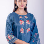 Cobalt Blue Kurta Set With Embroidered Work - Anvi Couture
