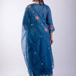 Cobalt Blue Kurta Set With Embroidered Work - Anvi Couture