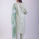 Light Green Cotton Printed Straight Kurta with Embroidered Work - Anvi Couture