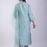 Sky Blue Digital Printed Hand Embroidered Suit Set - Anvi Couture