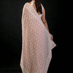 Soft Peach Georgette Saree with Thread Embroidered Work - Anvi Couture