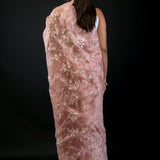 Peach Organza Saree with All Over Embroidered Floral Work - image 4