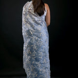 Powder Blue Organza Saree with All Over Embroidered Floral Work - image 4