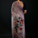 Ombre Wine Color Digital Printed Silk Organza Saree - image 4
