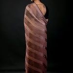Brown Ombre Self Stripe Fancy Georgette Saree - image 4
