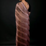 Brown Ombre Self Stripe Fancy Georgette Saree - image 4