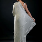 Light Olive Green Jimmy Choo Saree with All Over Sequin Work - Anvi Couture